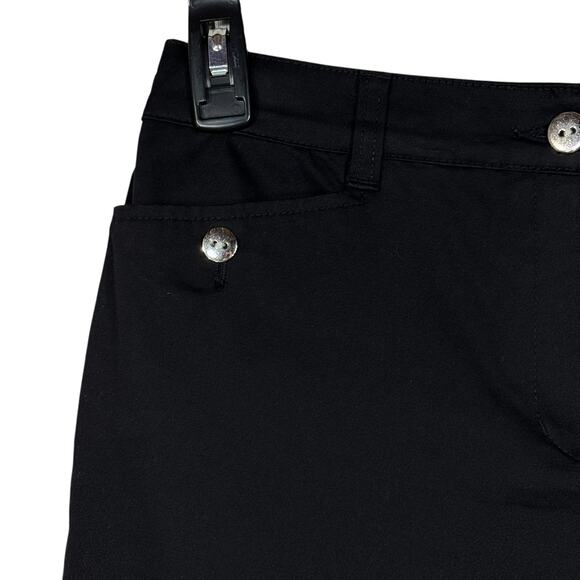 Karen Scott Petite SZ 10P Capris Pants Stretch Slimming Mid-Rise Zip-Fly Black - Picture 2 of 11